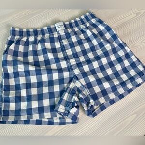 American Eagle Faded Denim Blue and White Plaid Boxer Shorts Medium 32/34 Preppy